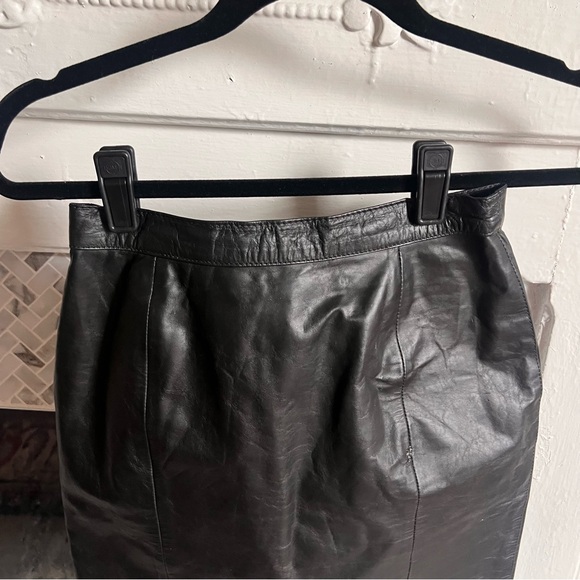 Vintage Winlit Black Leather Pencil Skirt - Picture 6 of 6